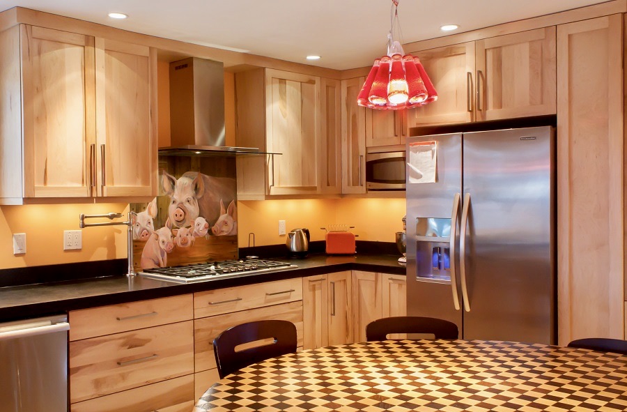 Sleek modern lines craft this Birch kitchen.