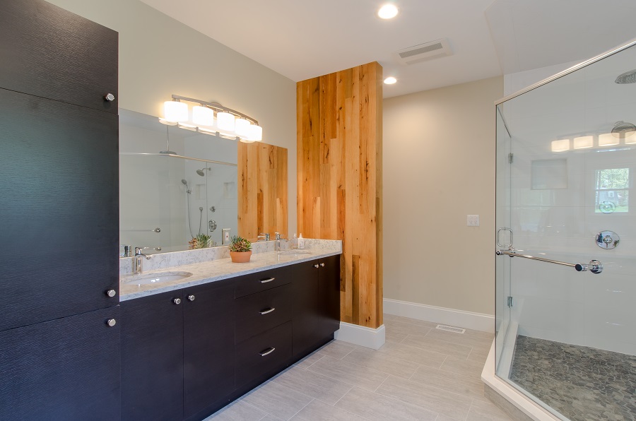 Black cabinets and drawers create a sharp modern look.