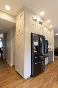 Storage, storage, storage! Floor to ceiling cabinets are an excellent choice to improve storage space.